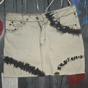 Topshop Black and Cream Denim Skirt